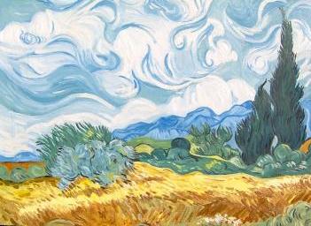 Campo di grano con cipressi de Van Gogh