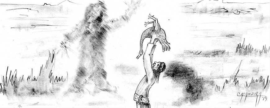 Leyenda: El Yastay Guardián de los frutos de la tierra. Dibujo ANGELO CALAMERA